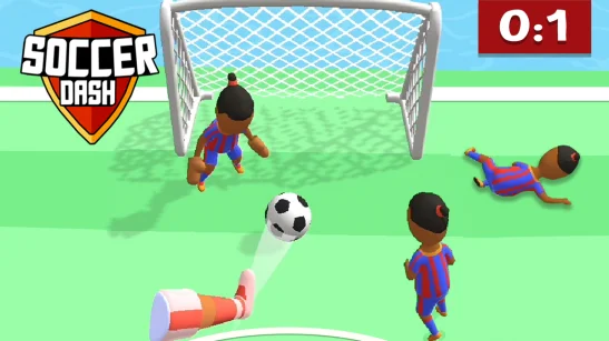 Soccer Dash gameplay and slow-motion aiming action Soccer Dash slow-motion aiming and obstacle puzzle gameplay